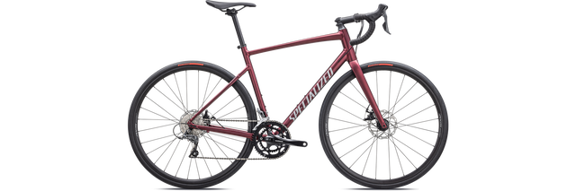 SPECIALIZED Allez E5 Disc Bike, 56cm Satin Maroon/Silver Dust/Flo Red Mrn sildst flored