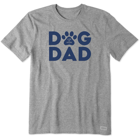 Life Is Good Mens Dog Dad Short Sleeve Crusher Tee - Heather Gray Heather Gray