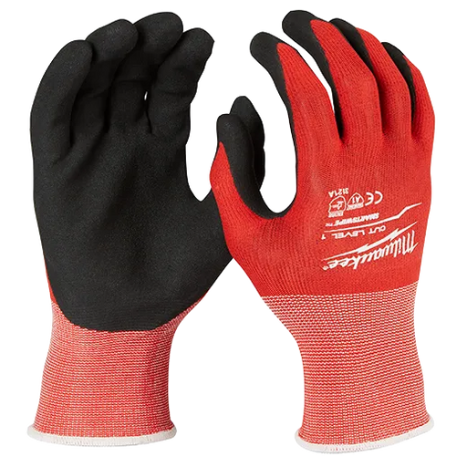 Milwaukee Cut Level 1 Nitrile Dipped Gloves Red