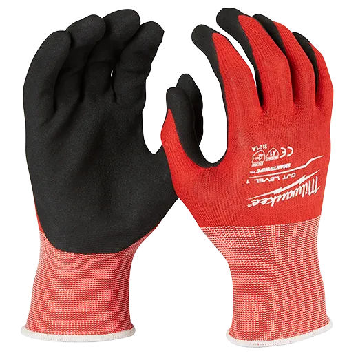 Milwaukee Cut Level 1 Nitrile Dipped Gloves Red