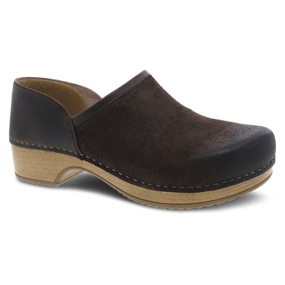 Dansko Women's Brenna Burnished Suede Clog - Chocolate Chocolate