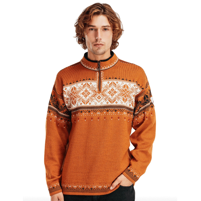 Dale of Norway Men's Blyfjell Knit Sweater Copper Off White Coffee Redrose