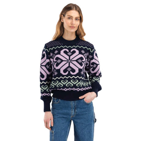 Dale of Norway Women’s Falkeberg Sweater Navy Lavender/Green Off White