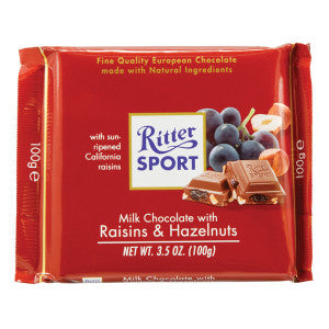 Ritter Raisins & Hazelnut Milk Chocolate Bar