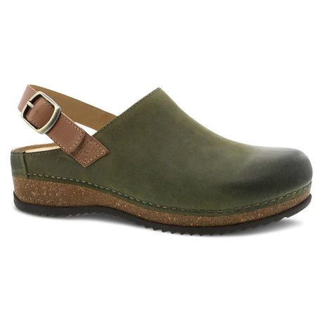 Dansko Women's Merrin Burnished Suede Clog - Olive Olive