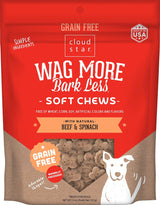 Cloudstar Wag More Bark Less Grain Free Soft & Chewy Beef & Spinach Dog Treats - 5oz / Beef & Spinach