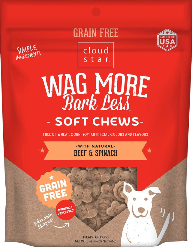 Cloudstar Wag More Bark Less Grain Free Soft & Chewy Beef & Spinach Dog Treats - 5oz / Beef & Spinach