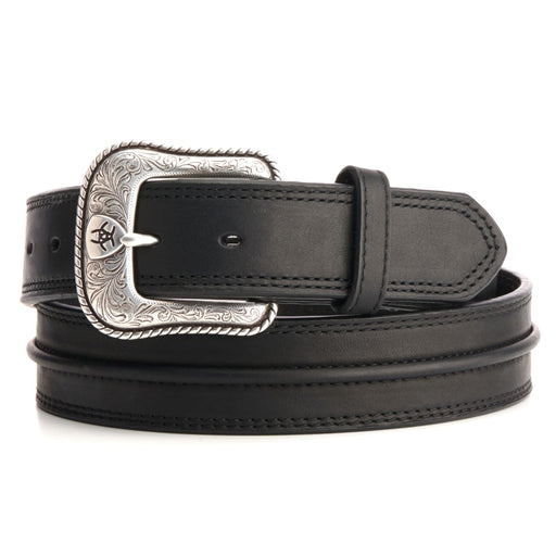 Ariat Mens Half Center Bump Leather Belt - Black Black / 32