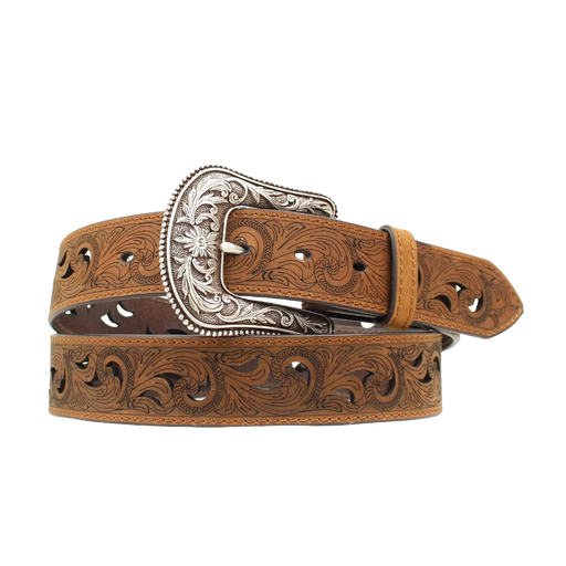 Ariat Womens Scroll Paisley Pierced Brown Leather Belt Brown /  / 1-1/2 in.
