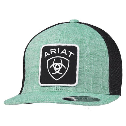 Ariat Mens FlexFit Logo Patch Mesh Snapback Cap - Turquoise Turquoise / Black