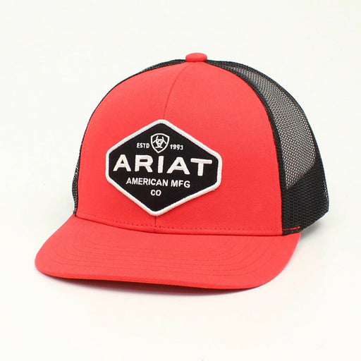 Ariat American Mfg. Logo Patch Mesh Snapback Hat - Red Red / Black