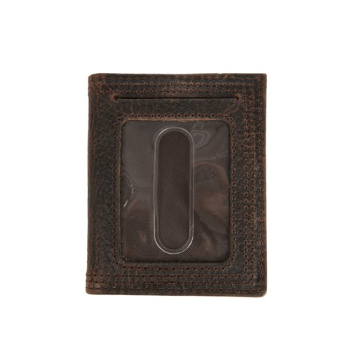 Ariat Front Pocket Money Clip Bifold Leather Wallet - Dark Brown
