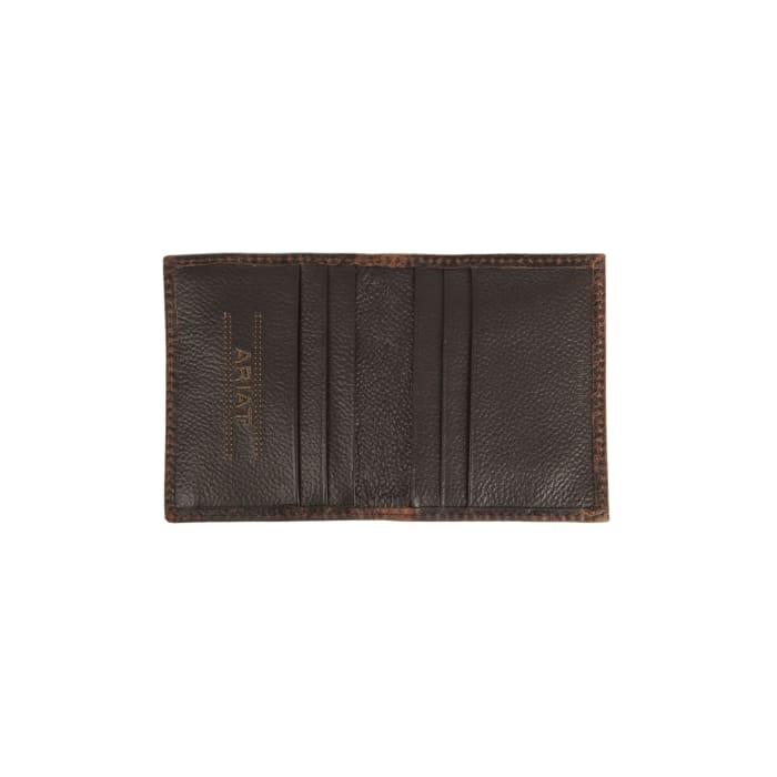 Ariat Front Pocket Money Clip Bifold Leather Wallet - Dark Brown