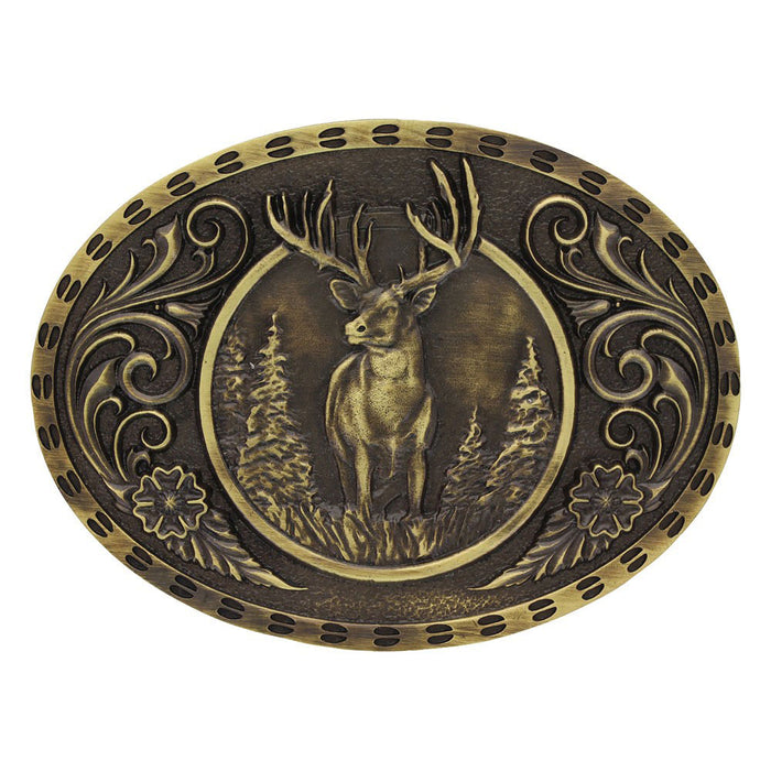 Montana Silversmiths Heritage Outdoor Series Wild Stag Carved Buckle