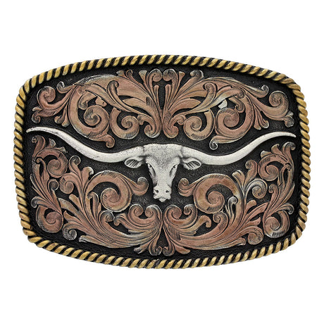 Montana Silversmiths Tri-color Texas Longhorn Attitude Buckle