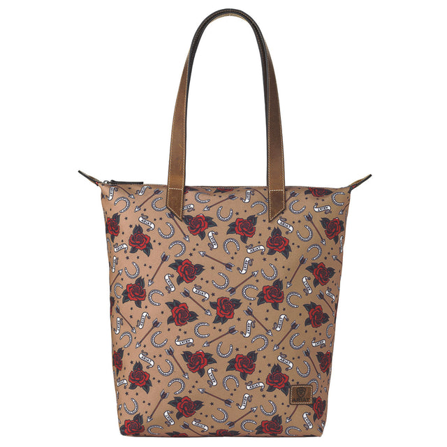 Ariat Roses & Horseshoes Cruiser Tote Bag - Tan Tan