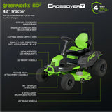 Greenworks 80V 42-inch Cordless Battery CrossoverT Riding Lawn Mower with Six 5.0Ah Batteries and Three Dual Port Turbo Chargers