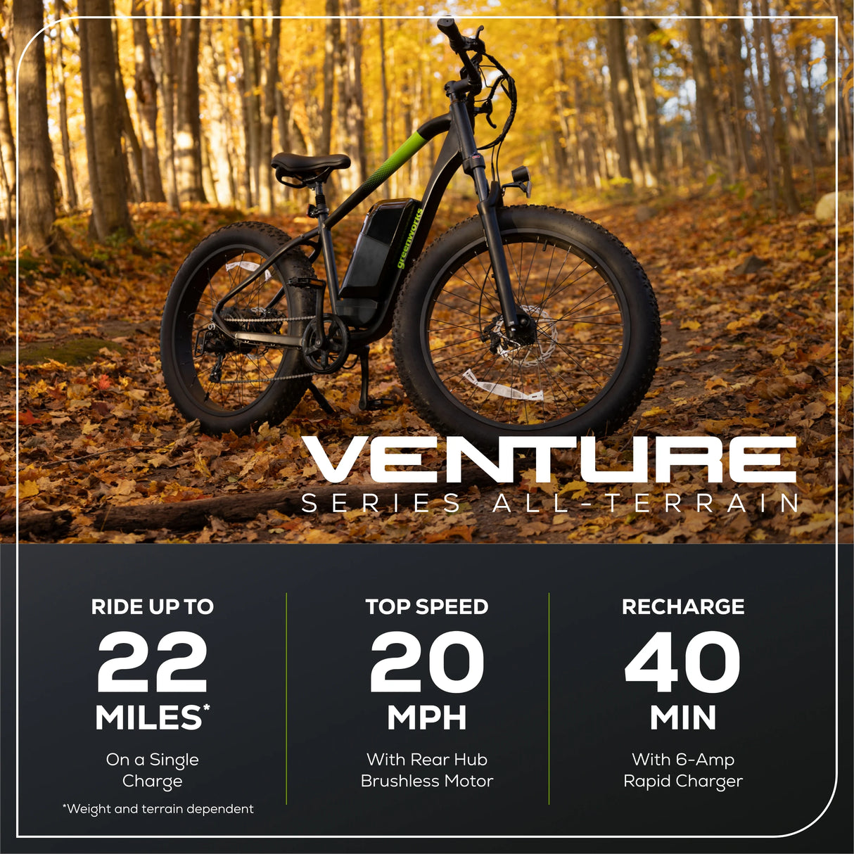 Greenworks 80V VENTURE Series 26-inch Fat Tire Electric Mountain Bike