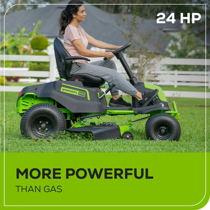 Greenworks 80V 42-inch Cordless Battery CrossoverT Riding Lawn Mower with Six 5.0Ah Batteries and Three Dual Port Turbo Chargers