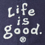 Life Is Good Adult LIG Vintage Wordmark Stacked Chill Cap - Darkest Blue