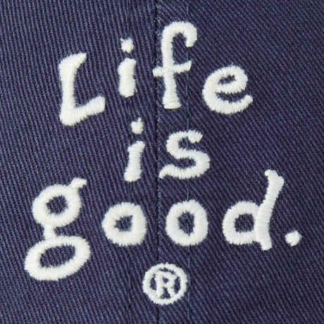 Life Is Good Adult LIG Vintage Wordmark Stacked Chill Cap - Darkest Blue