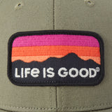 Life Is Good Adult Sunset Mountain Trucker - Moss Green