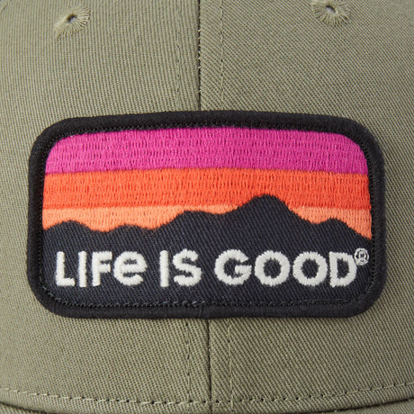 Life Is Good Adult Sunset Mountain Trucker - Moss Green