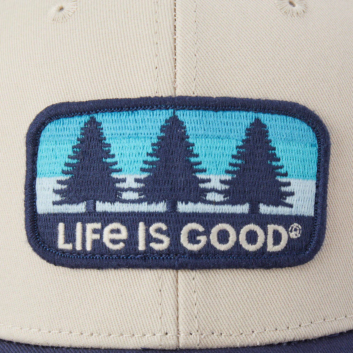 Life Is Good Adult Three Pine Patch Trucker - Birch White