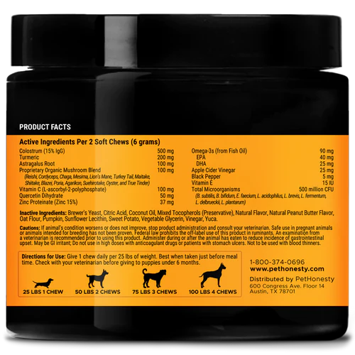 Pet Honesty Allergy Support Supplement Chews - Peanut Butter