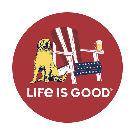 Life Is Good American Adirondack Beer 4" Circle Sticker Faded red