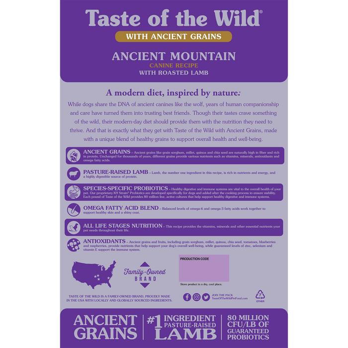Taste of the Wild Ancient Mountain Canine Recipe with Roasted Lamb - 14 LB