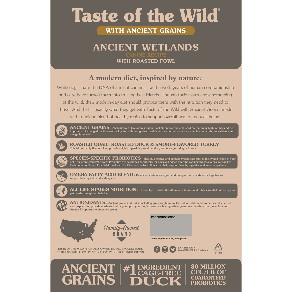 Taste of the Wild Ancient Wetlands Canine Recipe with Roasted Fowl - 5 LB