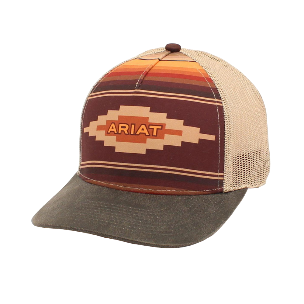 Ariat Womens Aztec Logo Cap Tan / Burgundy / Orange