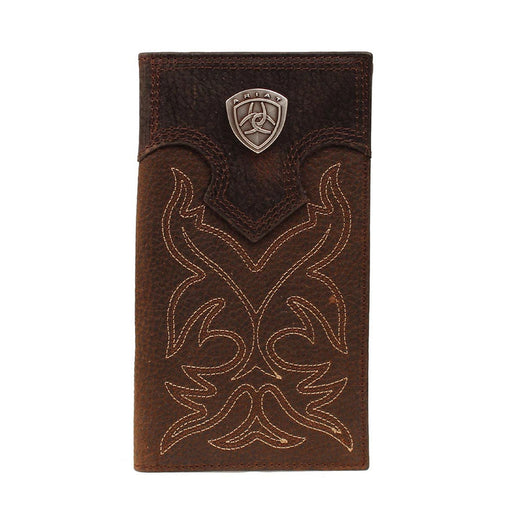Ariat Boot Stitched Bifold Rodeo Leather Wallet - Distressed Brown Distressed Brown / Rodeo Bifold