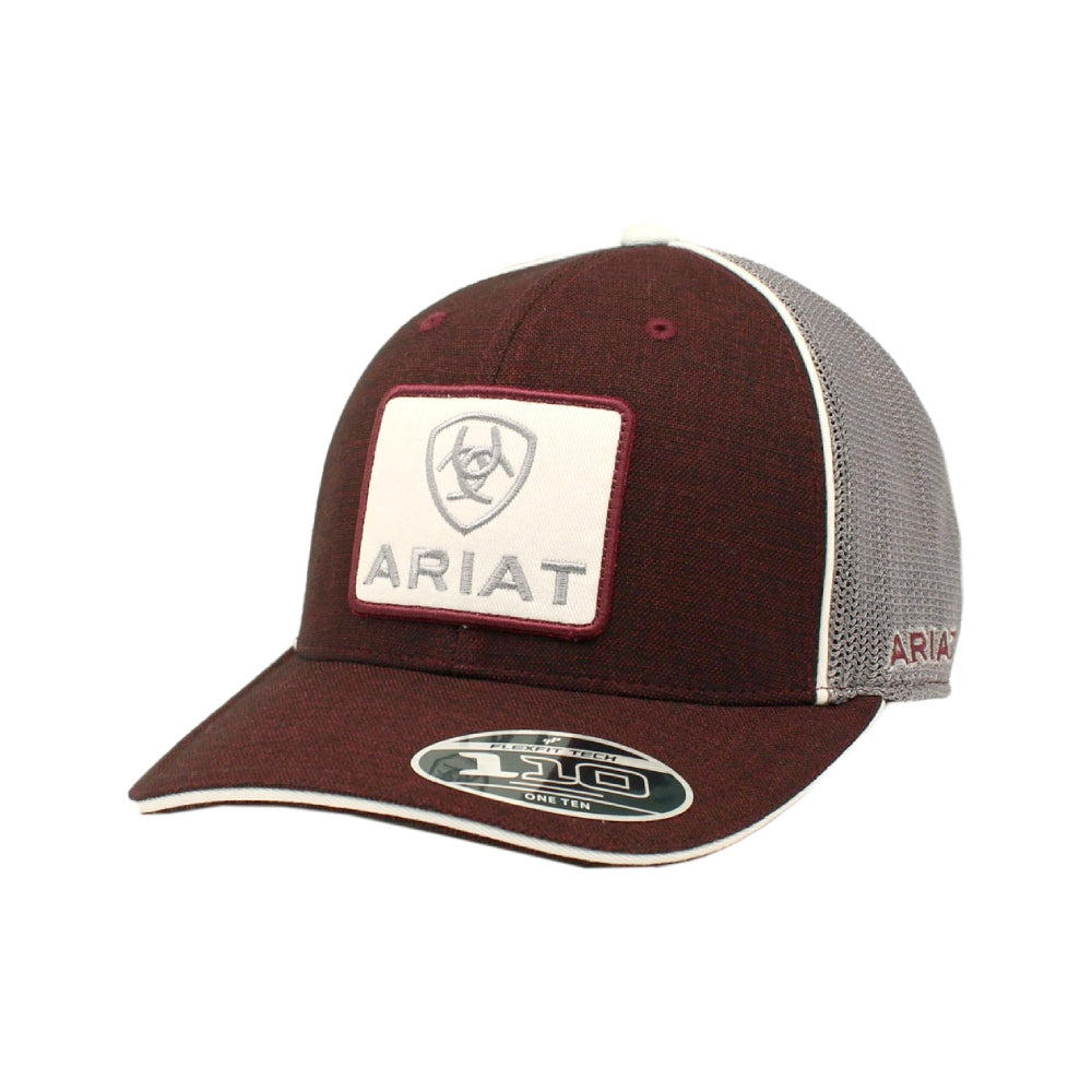 Ariat Mens FlexFit Logo Patch Snapback Ball Cap - Burgundy Heather Burgundy