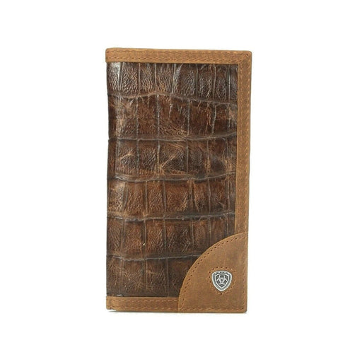 Ariat Crocodile Print Bifold Rodeo Leather Wallet - Brown Brown / Rodeo Bifold