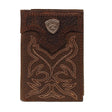 Ariat Boot Stitched Tri-Fold Leather Wallet - Distressed Brown Distressed Brown / Tri-Fold