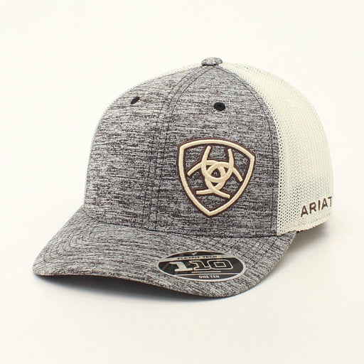 Ariat Mens Offset Embroidered Shield Logo FlexFit Snapback Hat - Tan Heather / Tan