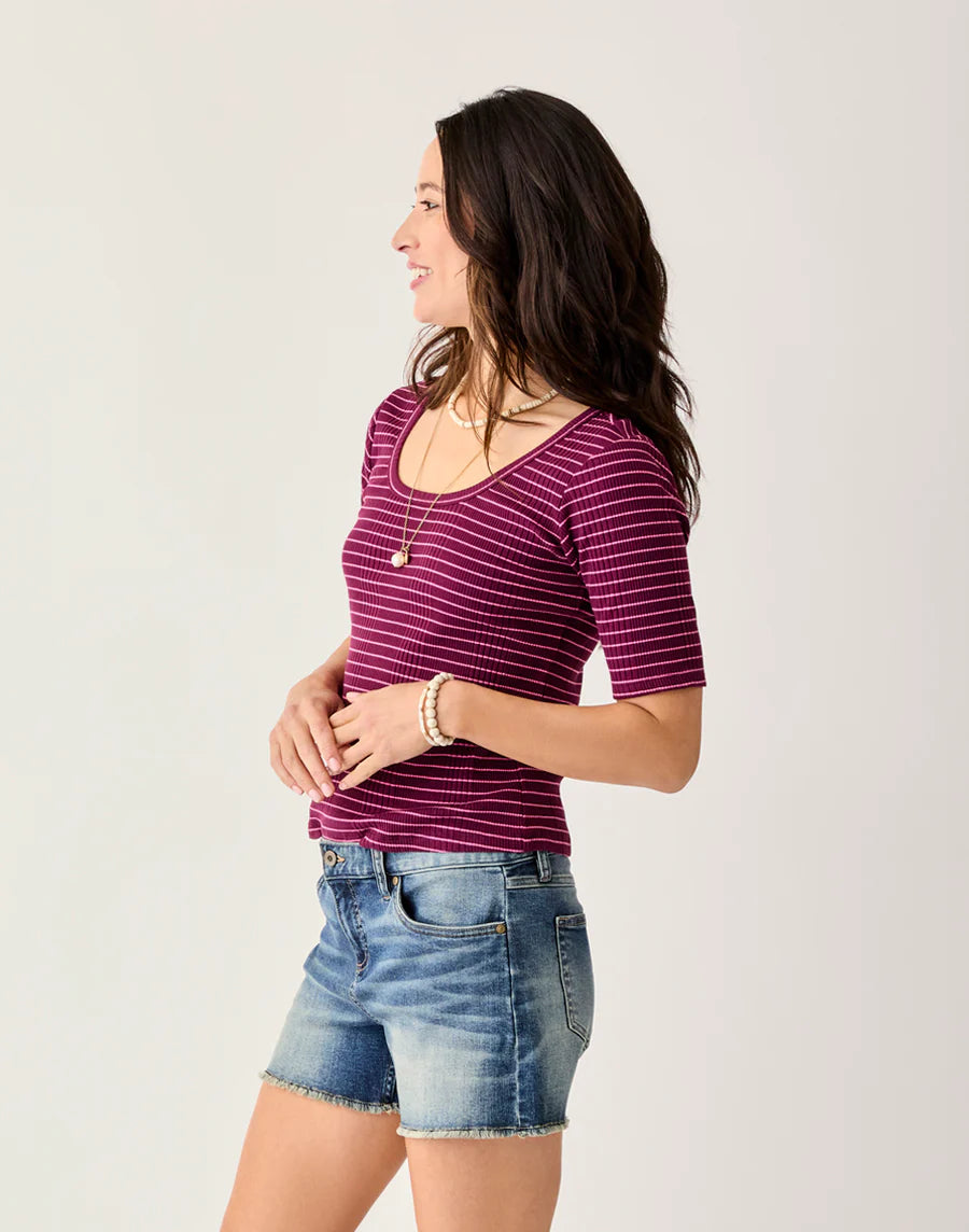 Carve Designs Asher Rib Top - Nirvana Stripe