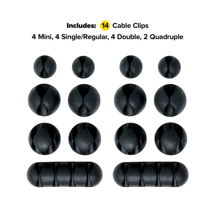 Wrap It Assorted Cable Clips Black - 14 Pack