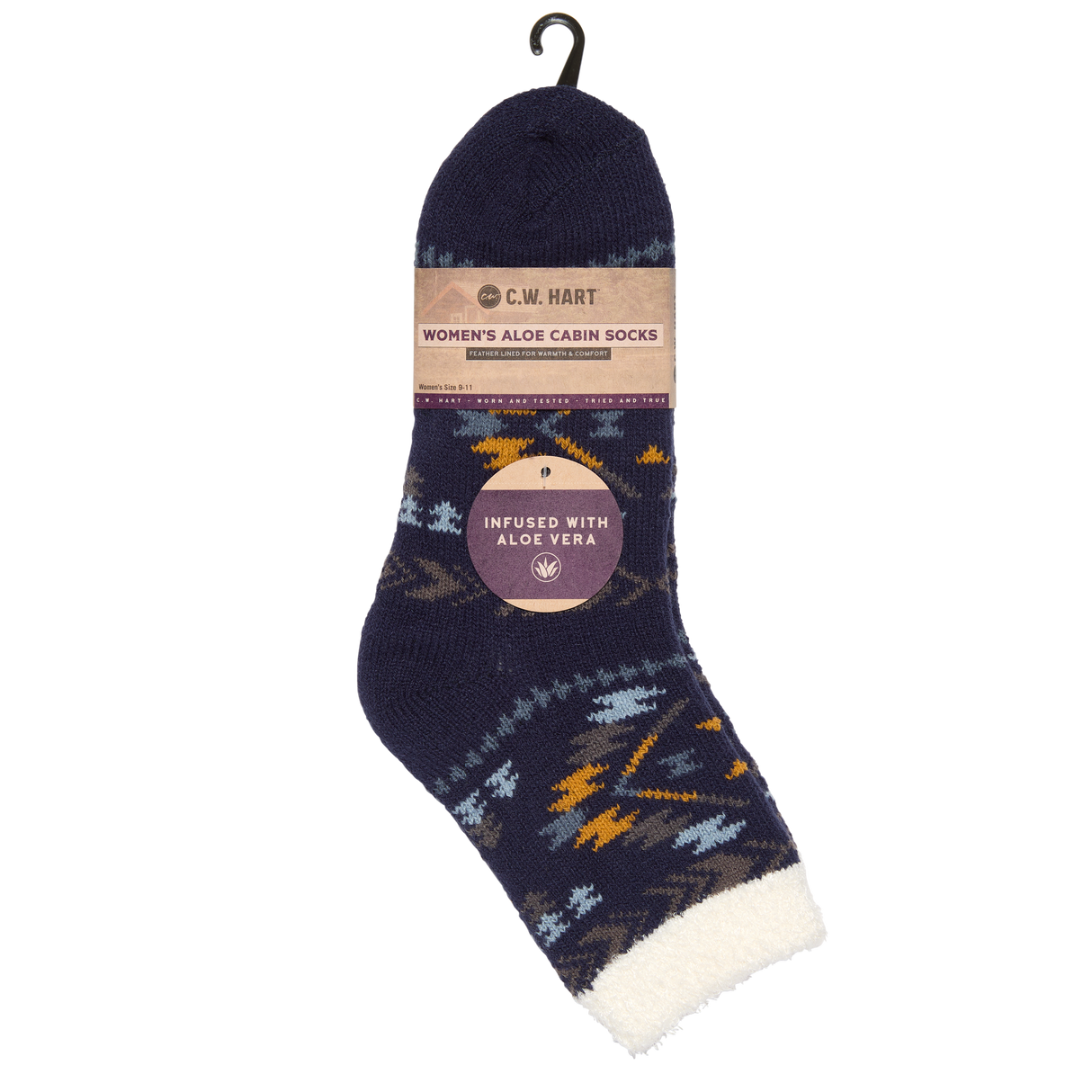 C.W. Hart Cozy Cabin Aztec Sock With Aloe - Dress Blue/China Blue Dress Blue/China Blue