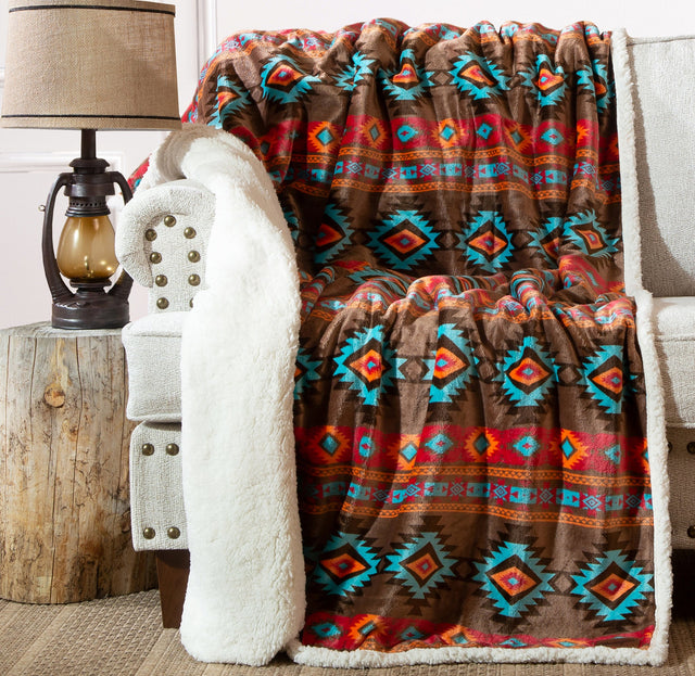 Carstens Inc Wrangler Southwest Horizon Throw Brownturquoise