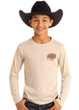 Rock & Roll Denim Boys' Buffalo Graphic Long Sleeve Tee - Natural Natural