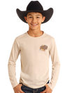 Rock & Roll Denim Boys' Buffalo Graphic Long Sleeve Tee - Natural Natural