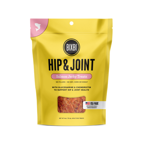 BIXBI Pet Hip & Joint Jerky Treats for Dogs - Salmon Recipe - 4oz / 10oz Salmon