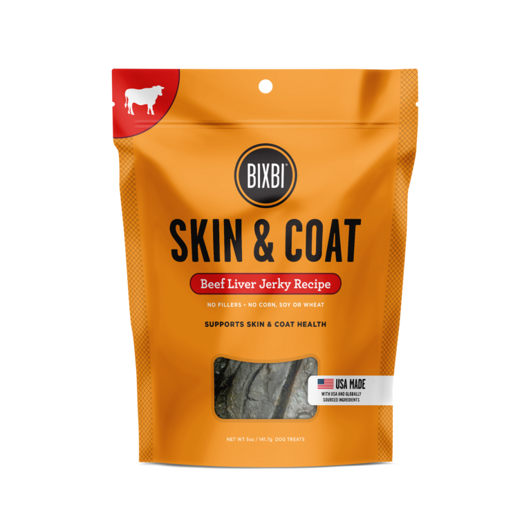 BIXBI Pet Skin & Coat Jerky Treats for Dogs - Beef Liver Recipe - 5oz / 12oz Beef Liver