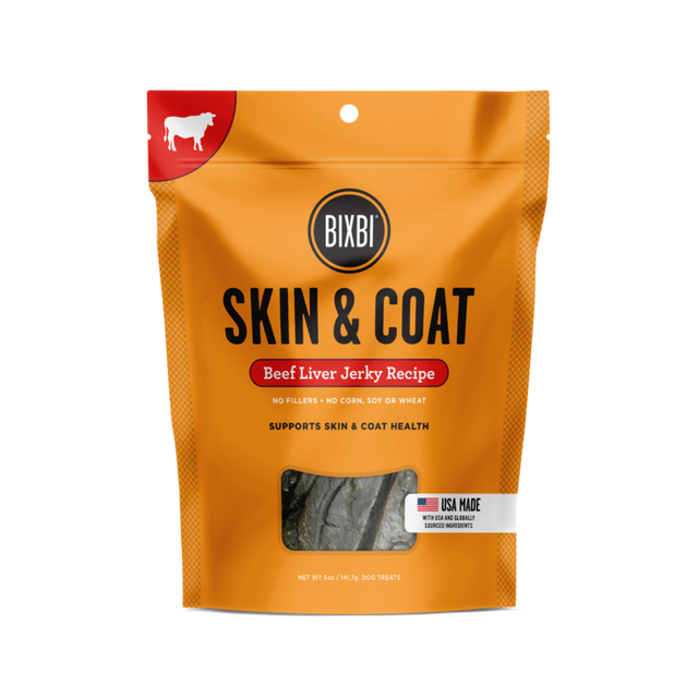 BIXBI Pet Skin & Coat Jerky Treats for Dogs - Beef Liver Recipe - 5oz / 12oz Beef Liver