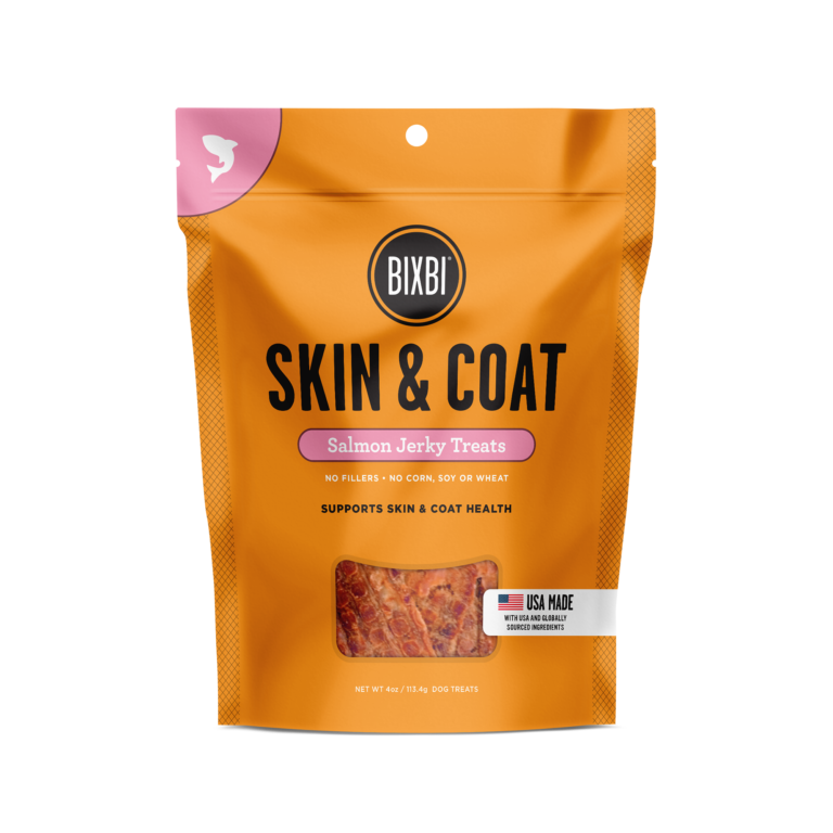 BIXBI Pet Skin & Coat Jerky Treats for Dogs - Salmon Recipe - 4oz / 10oz Salmon