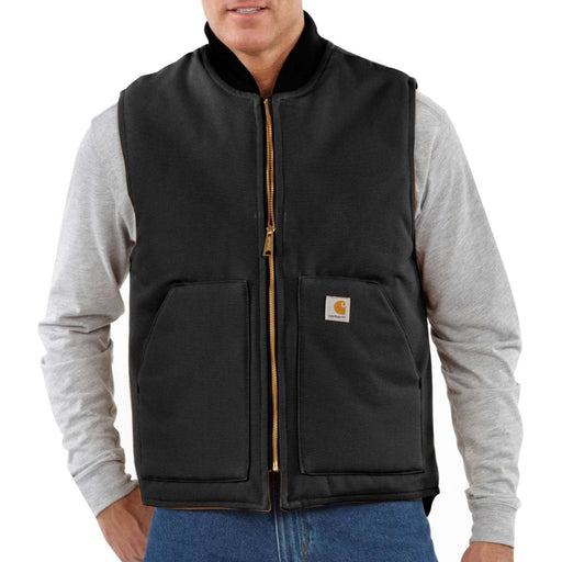 Carhartt Men's Relaxed Fit Firm Duck Insulated Rib Collar Vest Blk black