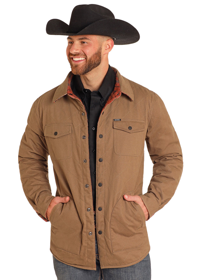 Rock & Roll Denim Reversible Aztec Herringbone Jacket - Brown